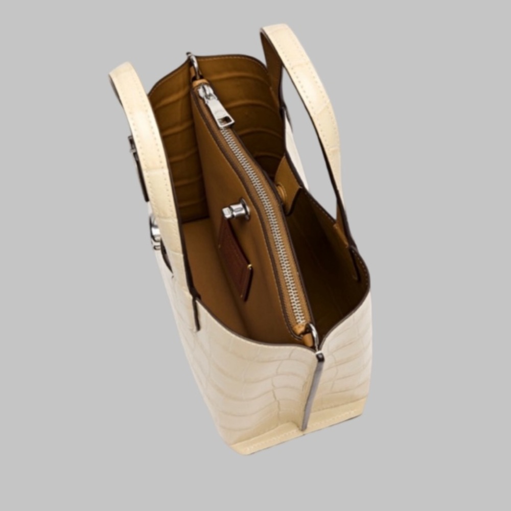 NWT Willow 24 Crocodile-Effect Leather Tote in Ivory - Picture 5 of 12